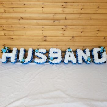 HUSBAND silk funeral tribute in royal blue