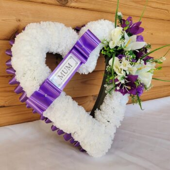 Single Heart silk funeral tribute in lilac