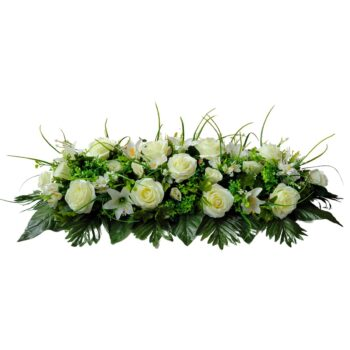 3ft Ivory Casket Spray silk funeral tribute in ivory